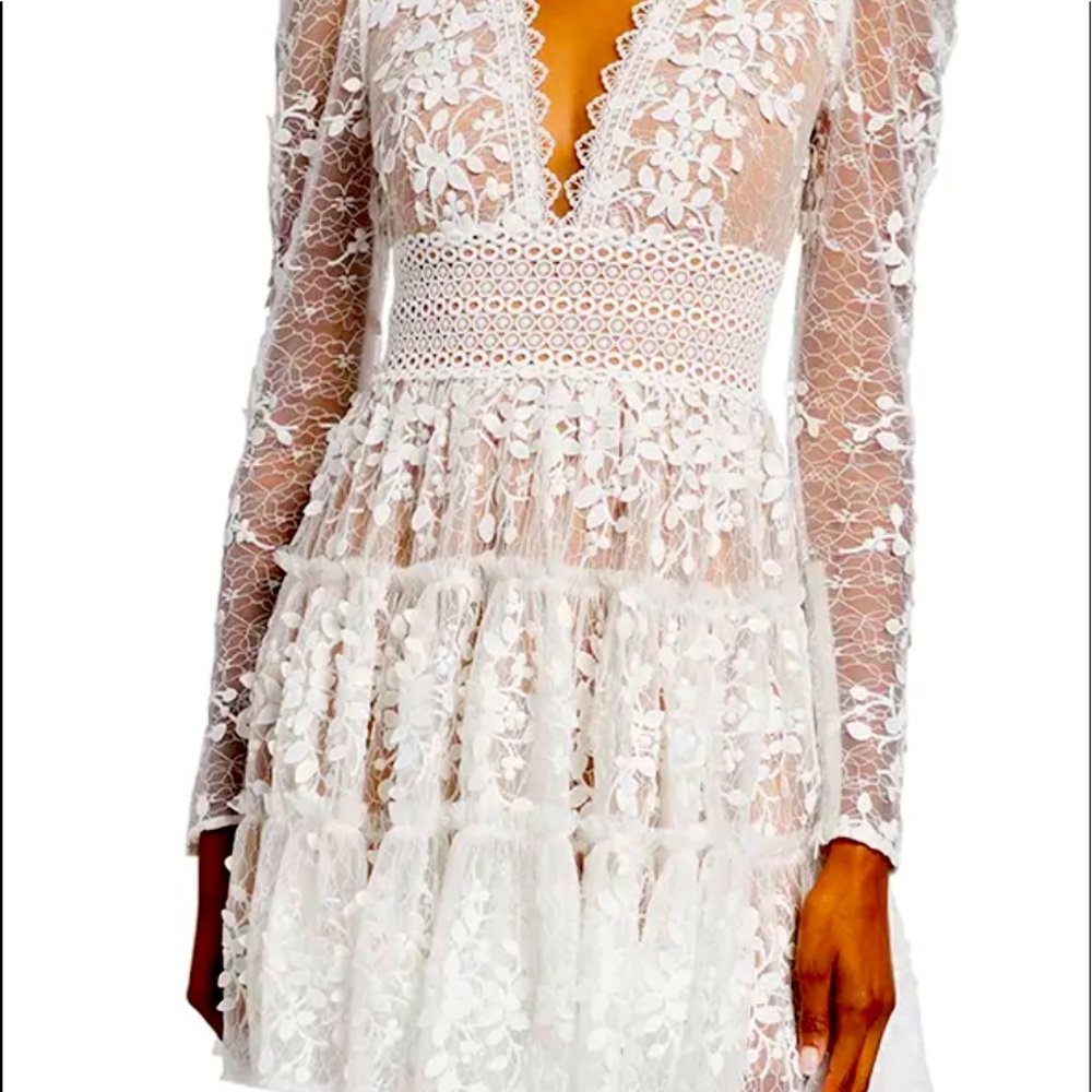 Bronx & Banco Megan illusion white lace dress XL.